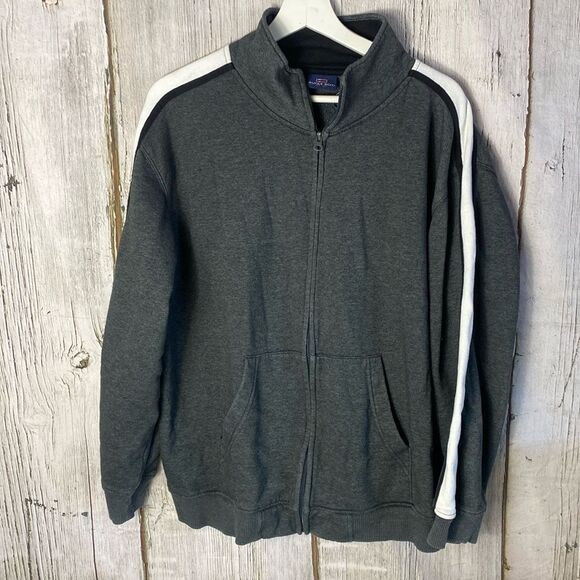 Vintage Bugle Boy Men's Full Zip Sweater Stripped Long Sleeve 90's Size L - Picture 1 of 8